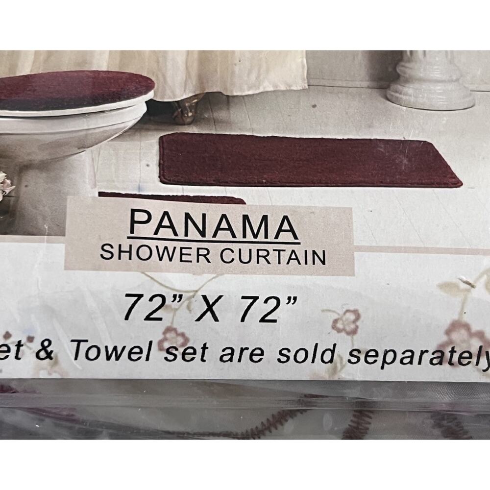 PANAMA Embroidered Floral Tassel Shower Curtain Ivory Pink Romantic Cottagecore - Picture 3 of 5